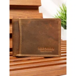 Teakwood Men'S Tan Leather Wallet with Coin Pocket and Id Flap-picture-12