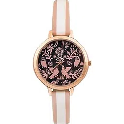 teal by chumbak Round Dial Analog Watch for Women|Floral Birds Collection| Printed Vegan Leather Strap|Gifts for Women/Girls/Ladies |Stylish Fashion Watch for Casual/Work - Pink-picture-24