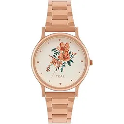 teal by chumbak Round Dial Analog Watch for Women|Jungle Flowers Women's Collection| Stainless Steel Strap|Gifts for Women/Girls/Ladies |Stylish Fashion Watch for Casual/Work-picture-32