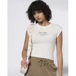 teamspirit Women Typographic Print Fitted Crew-Neck T-Shirt-picture-45