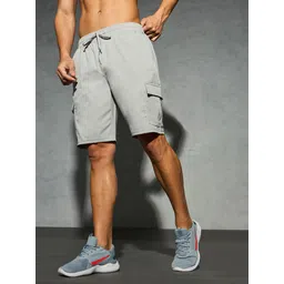 Solid Men Grey Cargo Shorts-image-38