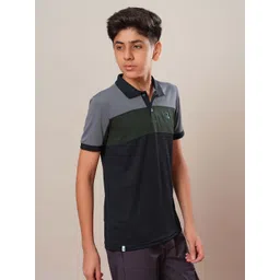 Technosport Boys Colourblocked Polo Collar Pockets Slim Fit T-shirt image 3
