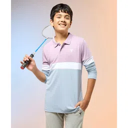 Technosport Knit Full Sleeves Colour Blocked Sports Polo Tee - Powder Blue-picture-25