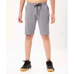 Technosport Knit Solid Dry Fit & Breathable Sports Shorts With Techno Guard - Grey-image-28