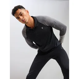 technosport Men Colorblock Polo Neck Polyester Black T-Shirt-picture-12