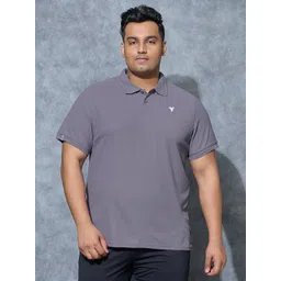 Technosport Men Plus Size Anti Static Solid Polo Collar Slim Fit T-shirt-picture-39