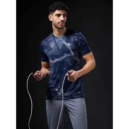 technosport Men Printed Crew Neck Polyester Navy Blue T-Shirt-picture-13