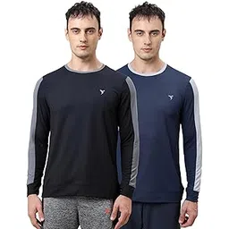 technosport Men's Crew Neck Full Sleeve Colorblocked Slim Fit T-Shirt Matpiq and SPF50+ for Sports and Regular Use - Pack of 2-picture-19