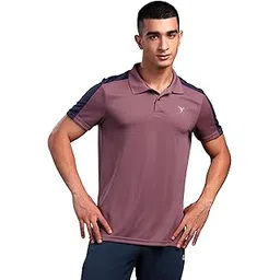 technosport Men's Polyester Slim Fit Block Half Sleeve Polo Neck T-Shirt with Anti Microbial, SPF50+ and Technocool+ for Gym, Regular Use and Sport-picture-33