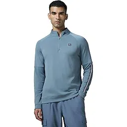 technosport Men's Slim Fit Mock Neck SOID Sports Sweatshirt with Elasto Plus-picture-48