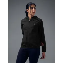 Technosport Women Black Solid Slim Fit Hooded Jacket-picture-10