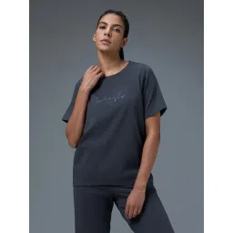 Technosport Women Printed Relaxed Fit Round Neck Grey Sport T-Shirt-image-21