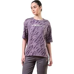 technosport Women's Jacquard Relaxed Fit Round Neck Sports T-Shirt with Double Cool, SPF50+ for Gym, Sports & Regular Use-picture-27