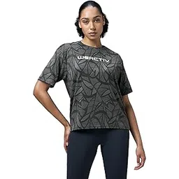 technosport Women's Relaxed Fit Abstract Print Jacquard Crew Neck Half Sleeve T-Shirt for Gym, Sports & Regular Use-picture-52
