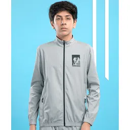 Technosport Woven Full Sleeves Be Your Own Hero Text Printed Sun Protection & Breathable Sports Jacket - Grey-image-31