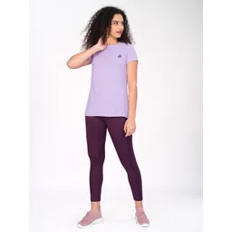 technosport Women Solid Round Neck Polyester Purple, Light Blue T-Shirt image 1