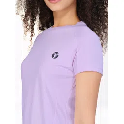 technosport Women Solid Round Neck Polyester Purple, Light Blue T-Shirt image 5
