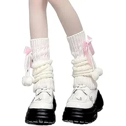 tecokart Vintage Bow Leg Warmers for Women | Stylish Long Socks for Women | Kawaii Y2K Aesthetic Clothes for Casual Outfits-picture-14