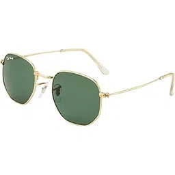 ted smith Men's Women's Glass UV Protection Dark Green Lens Gold Hexagonal Sunglasses-picture-38