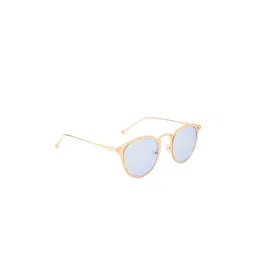 Ted Smith Unisex Blue Lens & Gold-Toned Round Sunglasses with UV Protected Lens-picture-11