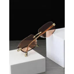 TED SMITH Unisex Diamond Cut Rimless Gold Pink UV Protected Sunglasses-picture-25