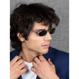 Ted Smith Unisex Grey Lens & Gold-Toned Rectangle Sunglasses With UV Protected Lens-image-5