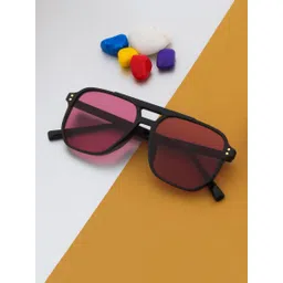 Ted Smith Unisex Pink Lens & Black Aviator Sunglasses with UV Protected Lens-picture-33