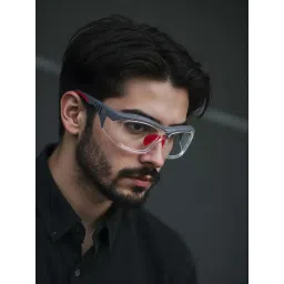 TED SMITH Unisex Transparent-Grey-Red Uv Protected Lens Wrap Around Sports Sunglass-picture-21