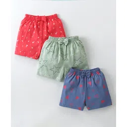 Teddy Sinker Knit  Above Knee Length Shorts Star & Hearts Print with Bow Applique Pack of 3 - Multicolour-picture-17
