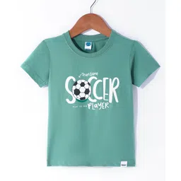Teddy Sinker Knit Half Sleeves T-Shirt Football Print - Green-picture-21