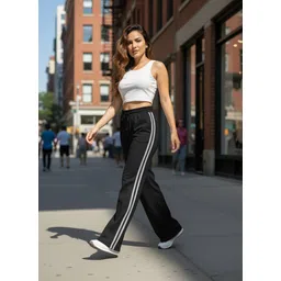 tedwoods Women Striped Black Track Pants-picture-26
