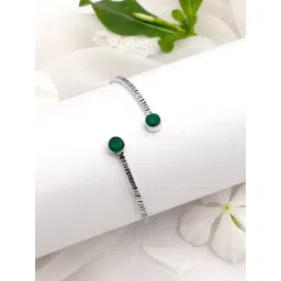 Teejh Bhamini Dark Green Silver Oxidized Bracelet for Women-picture-19