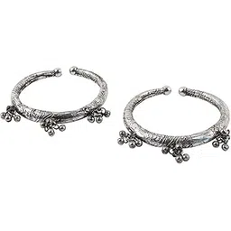 teejh Bhanvi Silver Oxidised Anklet-picture-43