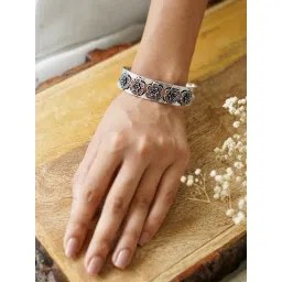 Teejh Dani Silver Oxidised Bracelet Cuff Bracelet for Women-picture-37