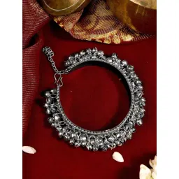 Teejh Ethnic  Anusha Silver Oxidized Ghungroo Bangle for Women image 1