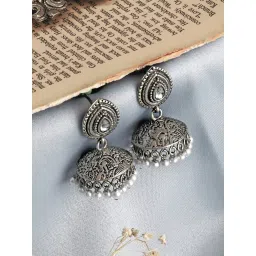 Teejh Ethnic Ashriya Silver Oxidized Jhumki Earring image 1