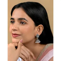 Teejh Ethnic Ashriya Silver Oxidized Jhumki Earring image 2