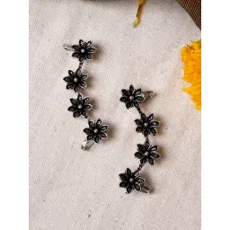Teejh Ethnic Ekta Silver Oxidized Floral Ear Cuff Earrings-picture-41