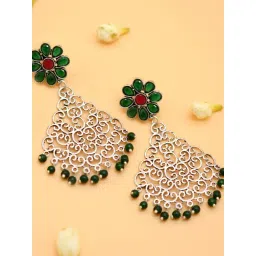Teejh Ethnic Jali Green Filigree Pearl Dangler Earrings-picture-22