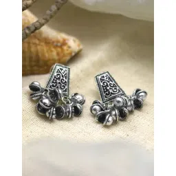 Teejh Ethnic Kanish Silver Oxidized Ghungroo Drop Earrings-picture-35