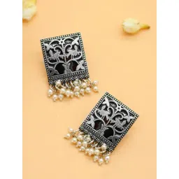 Teejh Ethnic Miniature Black Enamel Silver Stud-picture-15