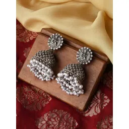 Teejh Ethnic Nandika Silver Oxidized Jhumki Earrings-picture-27