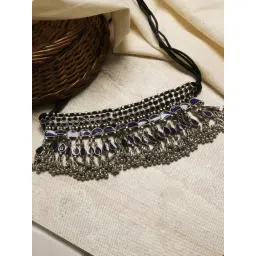 Teejh Ethnic Zaira Blue Silver Oxidized Choker Necklaces for Women-picture-13