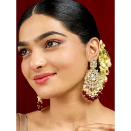 TEEJH Gold-Plated Classic Artificial Stone Studded Chandbalis Earrings image 4