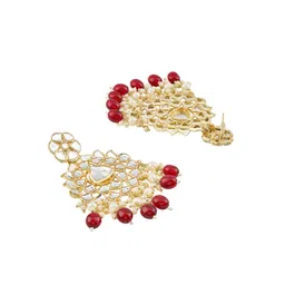 TEEJH Gold-Plated Classic Artificial Stone Studded Chandbalis Earrings image 3