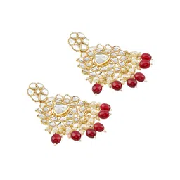 TEEJH Gold-Plated Classic Artificial Stone Studded Chandbalis Earrings image 5
