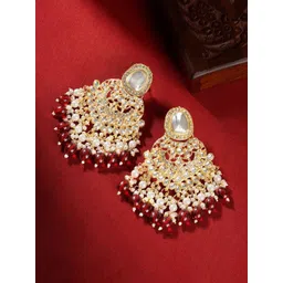 TEEJH Gold-Plated Classic Artificial Stones Studded and Beaded Chandbalis-picture-25