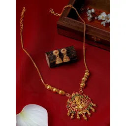 TEEJH Gold-Plated Kundan Studded & Beaded Jewellery Set-picture-40