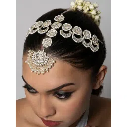 Teejh Gold-Plated Manya Pearl & Polki Matha Patti for Women-picture-37