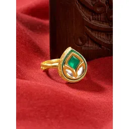 TEEJH Gold Plated Stone Studded Finger Ring-picture-34